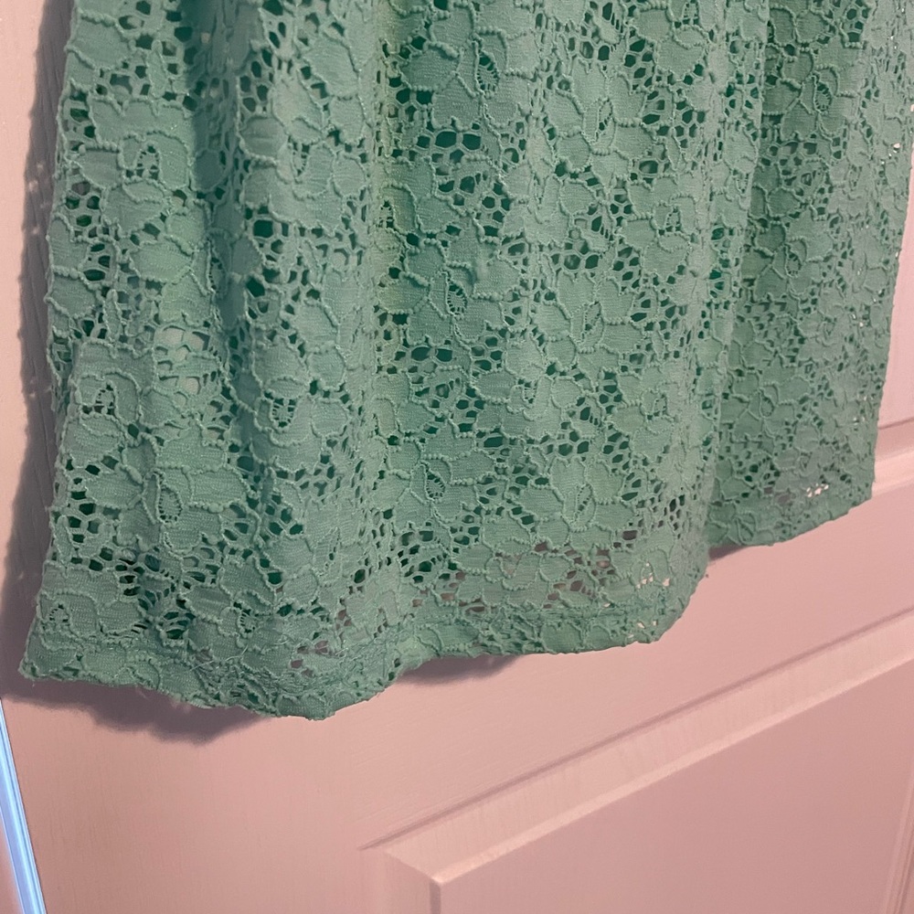 Eclipse - Elegant Minty Blue Lace Dress - Picture 3 of 7